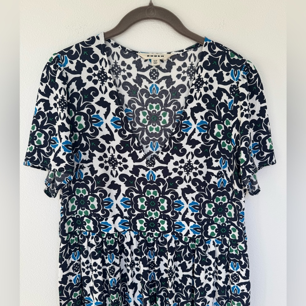 Boden Tiered Hem Maxi Dress- Navy Opulent Pome- Size 8P - Picture 7 of 9